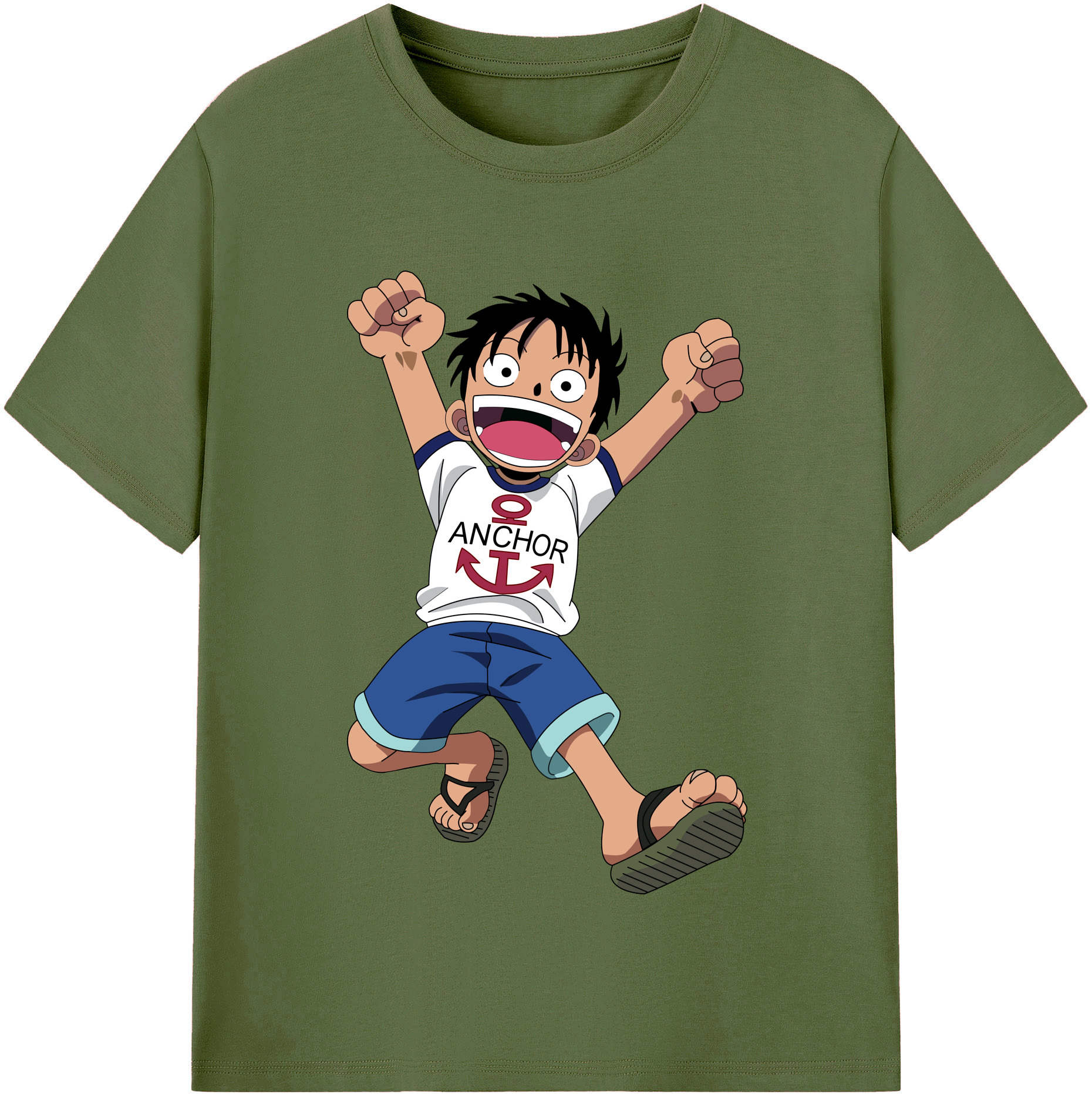 ワンピース モンキー・D・ルフィ ONE PIECE Monkey D. Luffy 綿100％半袖Tシャツ（フロントプリント）